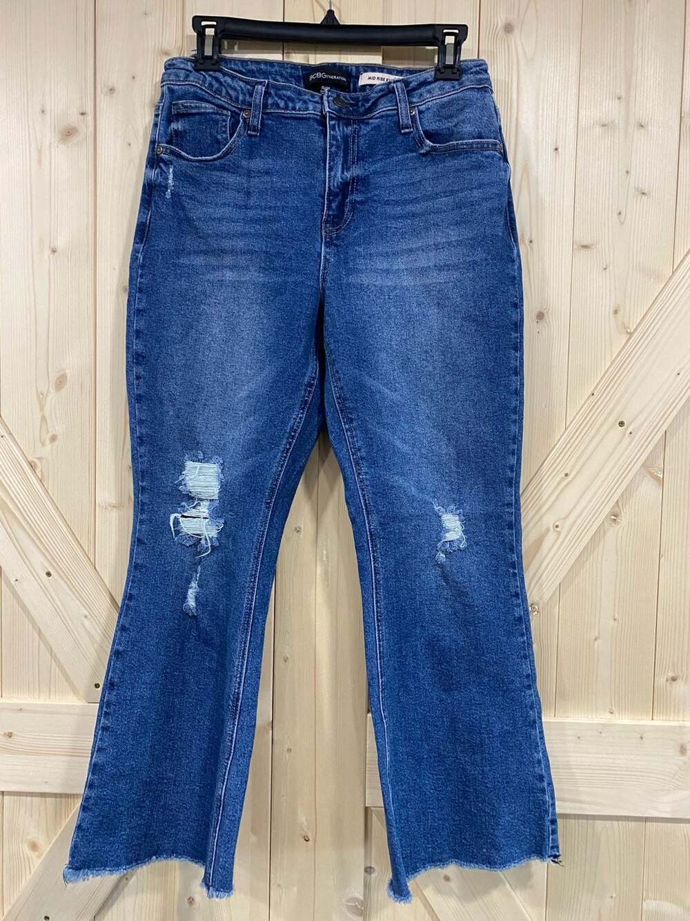 BCBGeneration Mid Rise Kick Flare Distressed Jeans Size 11/30